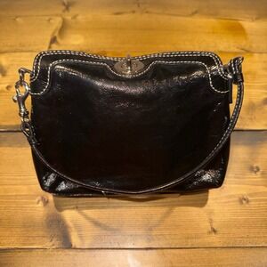 Coach Black Patent Leather Turnlock Wristlet Pochette Y2K Mini Bag Rare